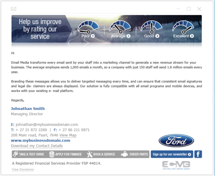 Automotive Dealership Signature Example